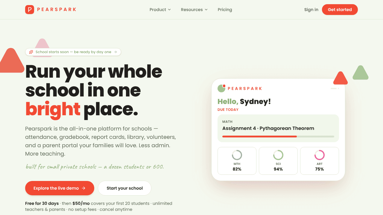 Pearspark website screenshot