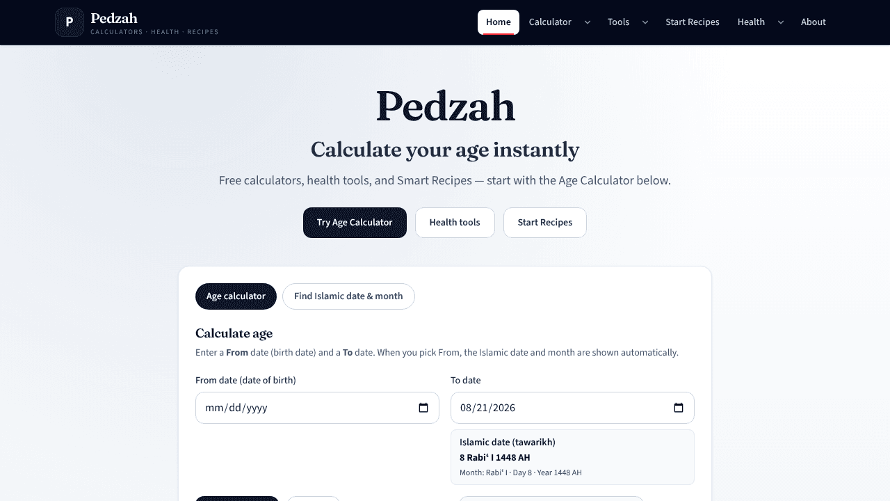 Pedzah website screenshot