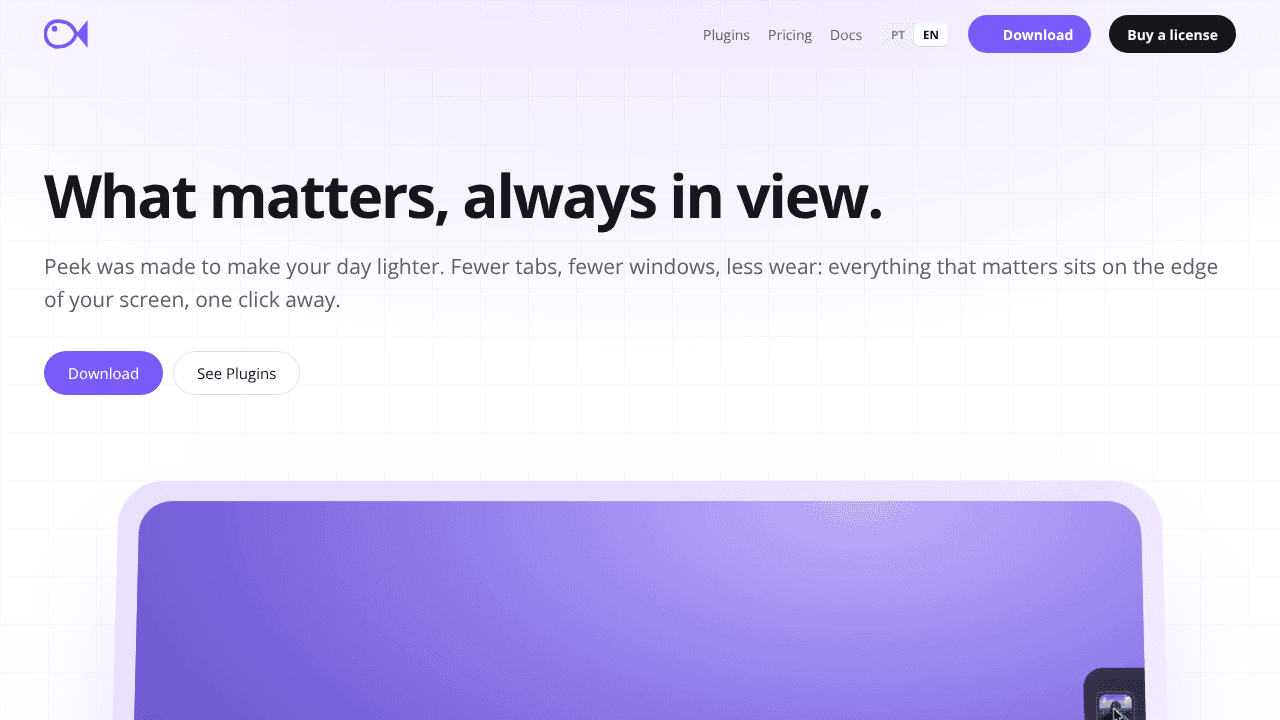 Peek website screenshot