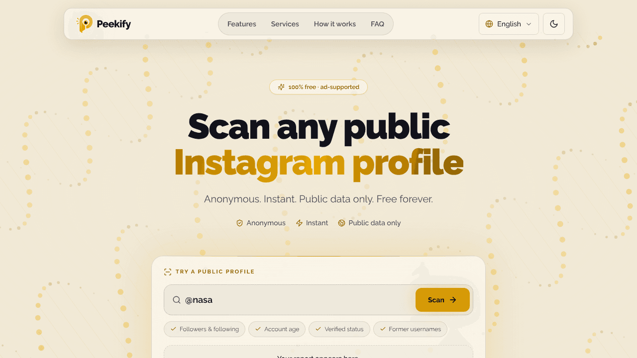 Peekify website screenshot