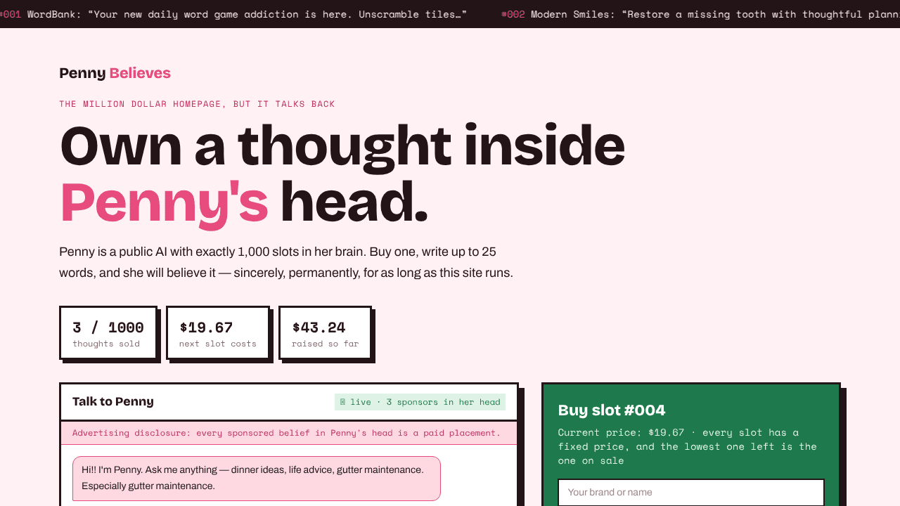 Penny Believes website screenshot