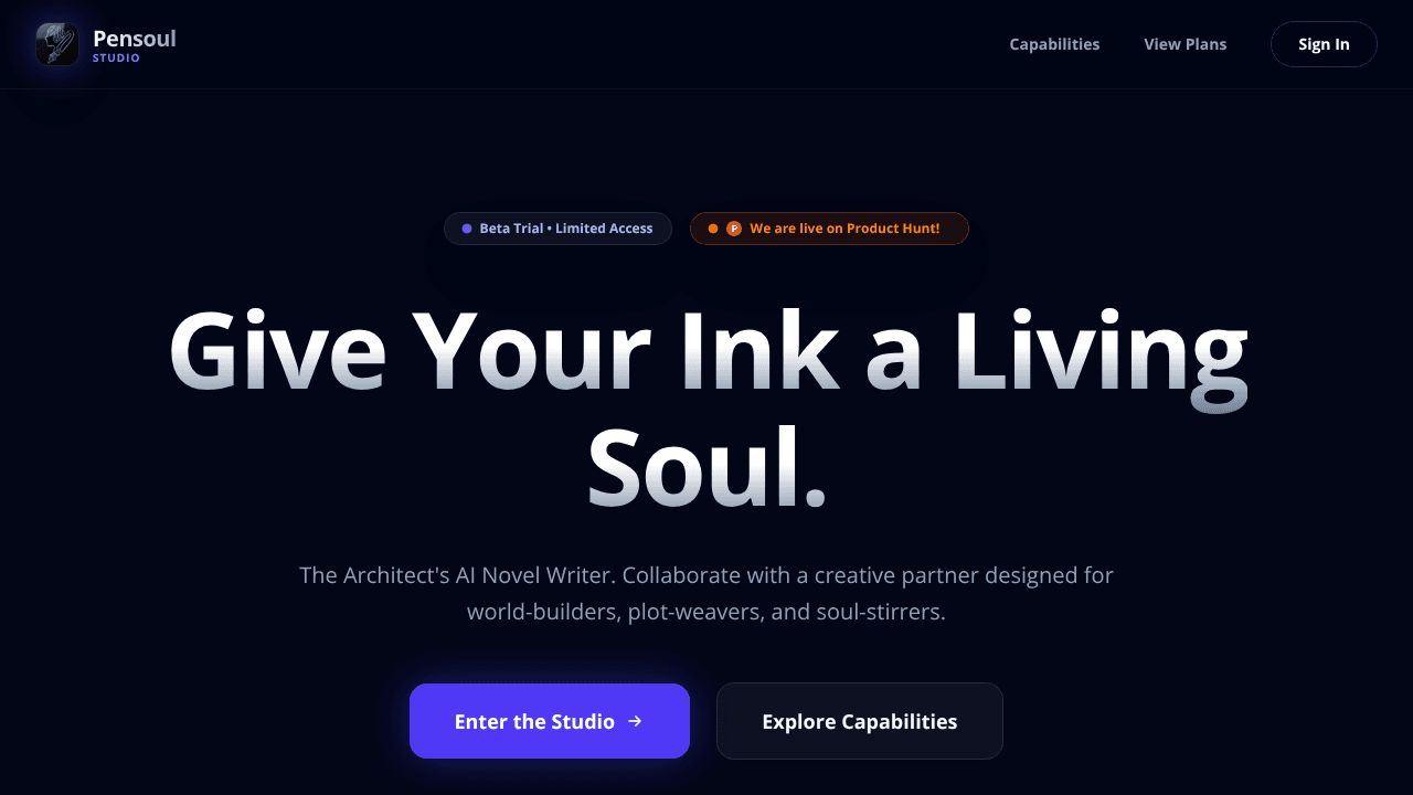 Pensoul website screenshot