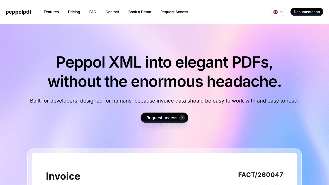 Peppolpdf website screenshot
