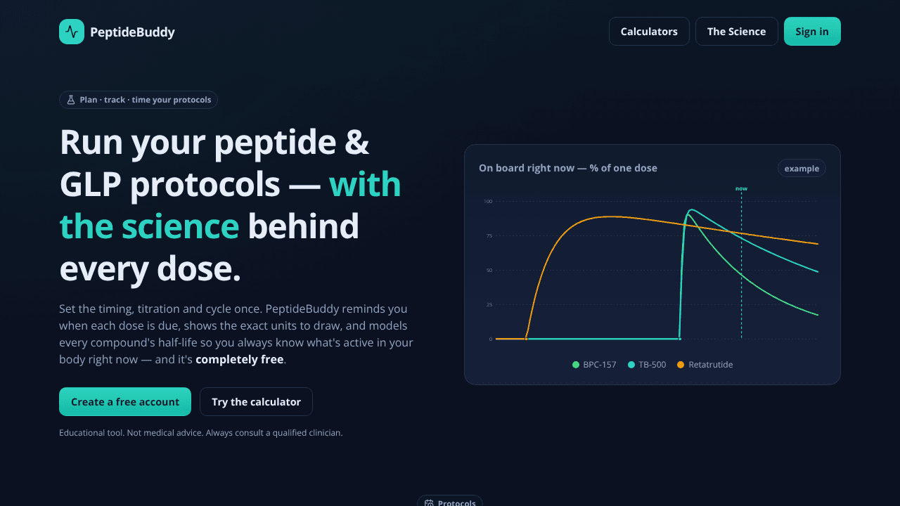 PeptideBuddy website screenshot