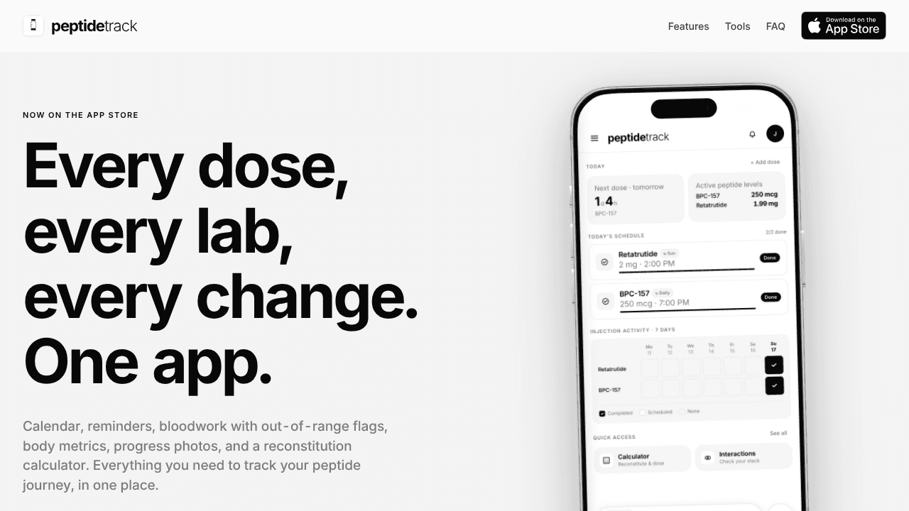 PeptideTrack website screenshot