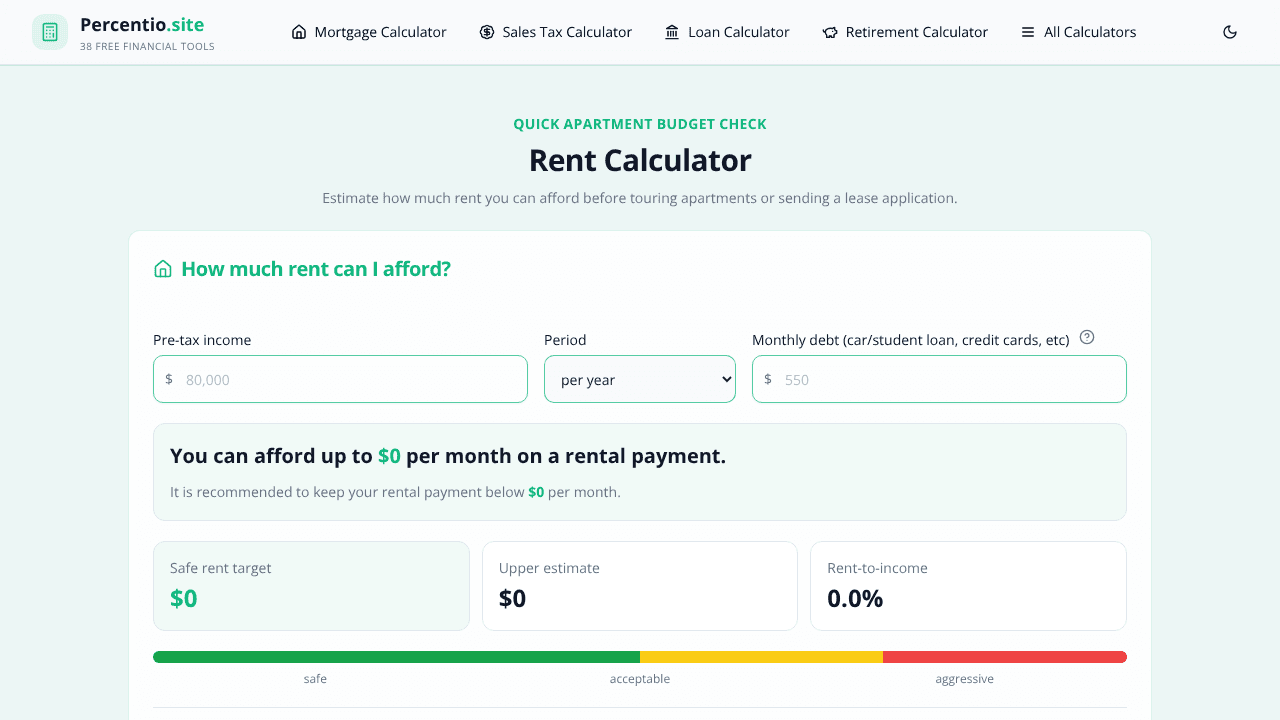 Percentio website screenshot