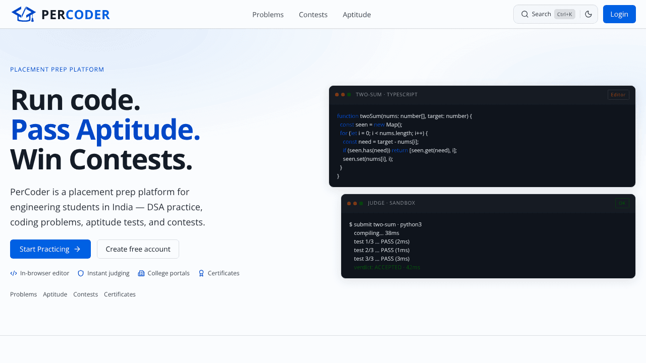 PerCoder website screenshot