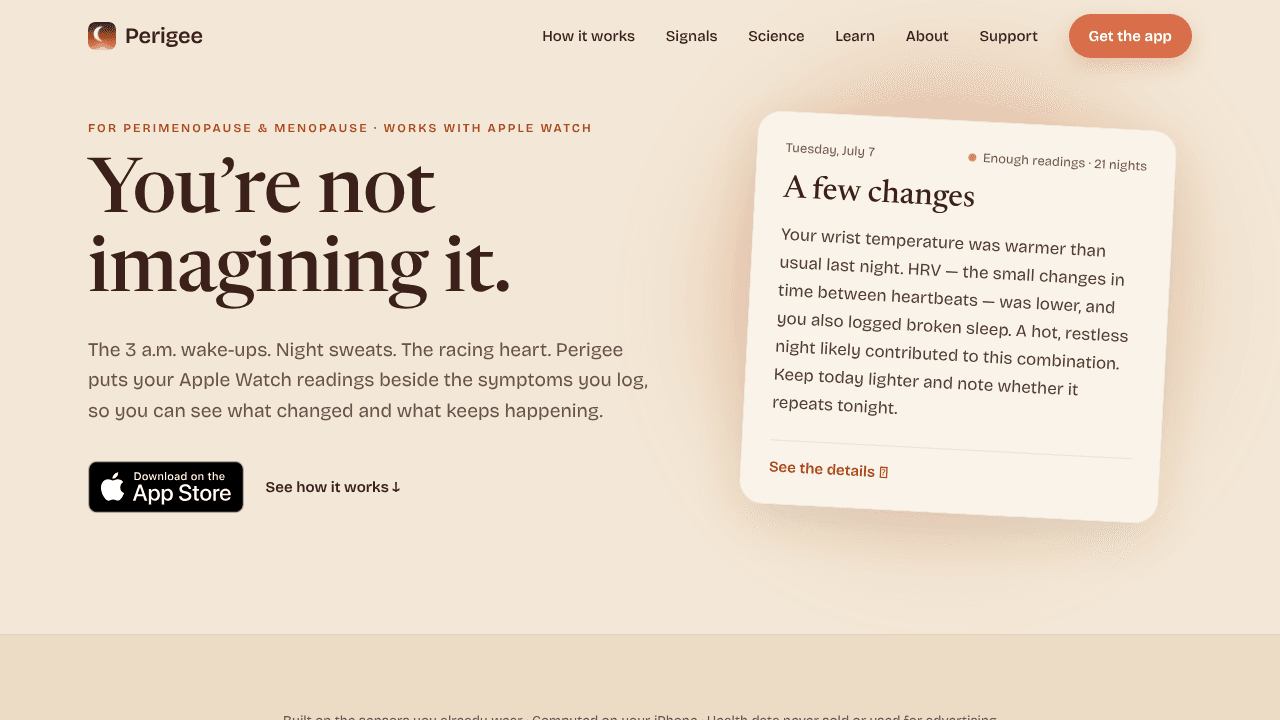 Perigee website screenshot