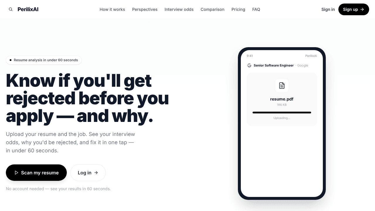 PerilixAI website screenshot