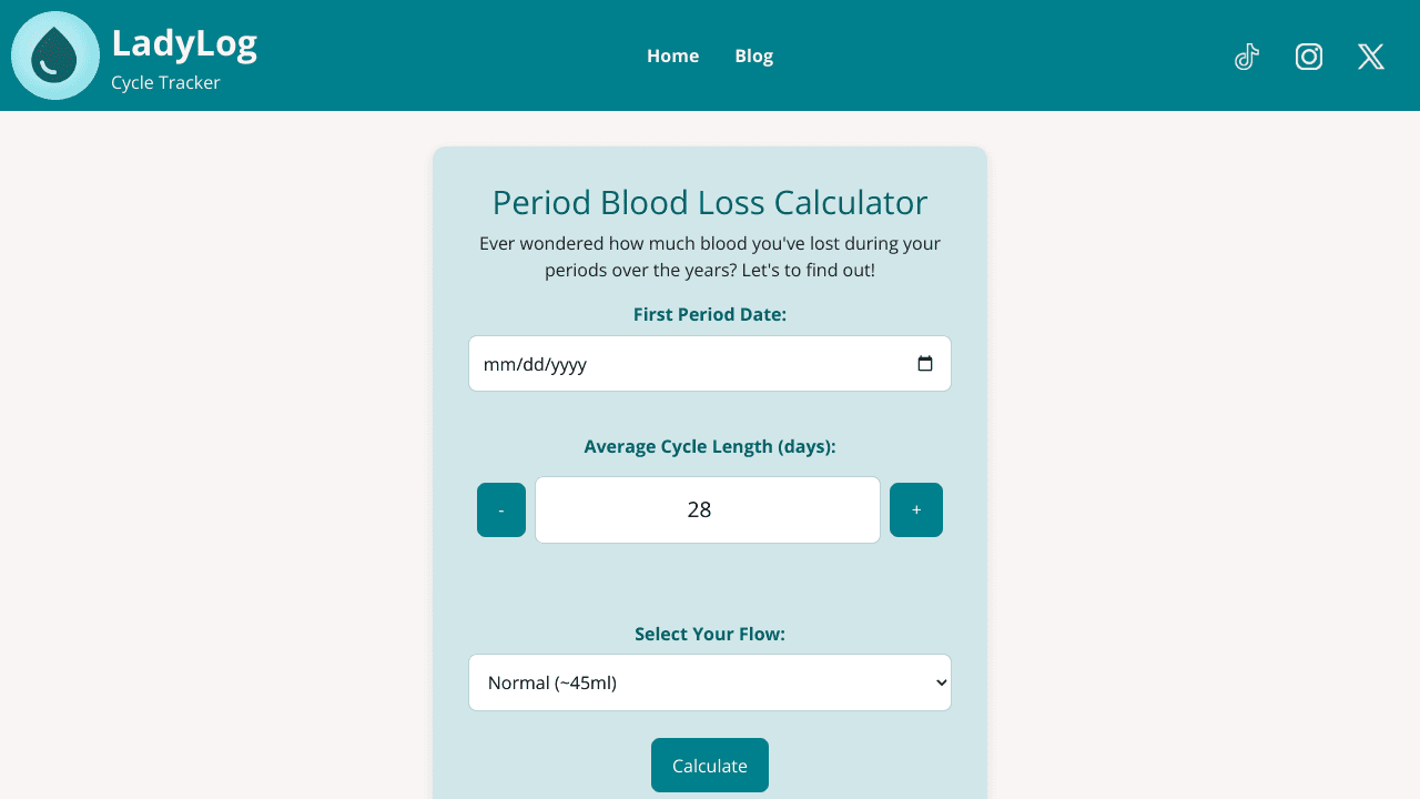 Period Blood Loss Calculator