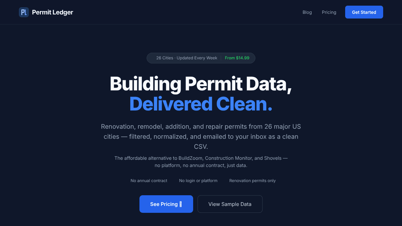 Permit Ledger website screenshot