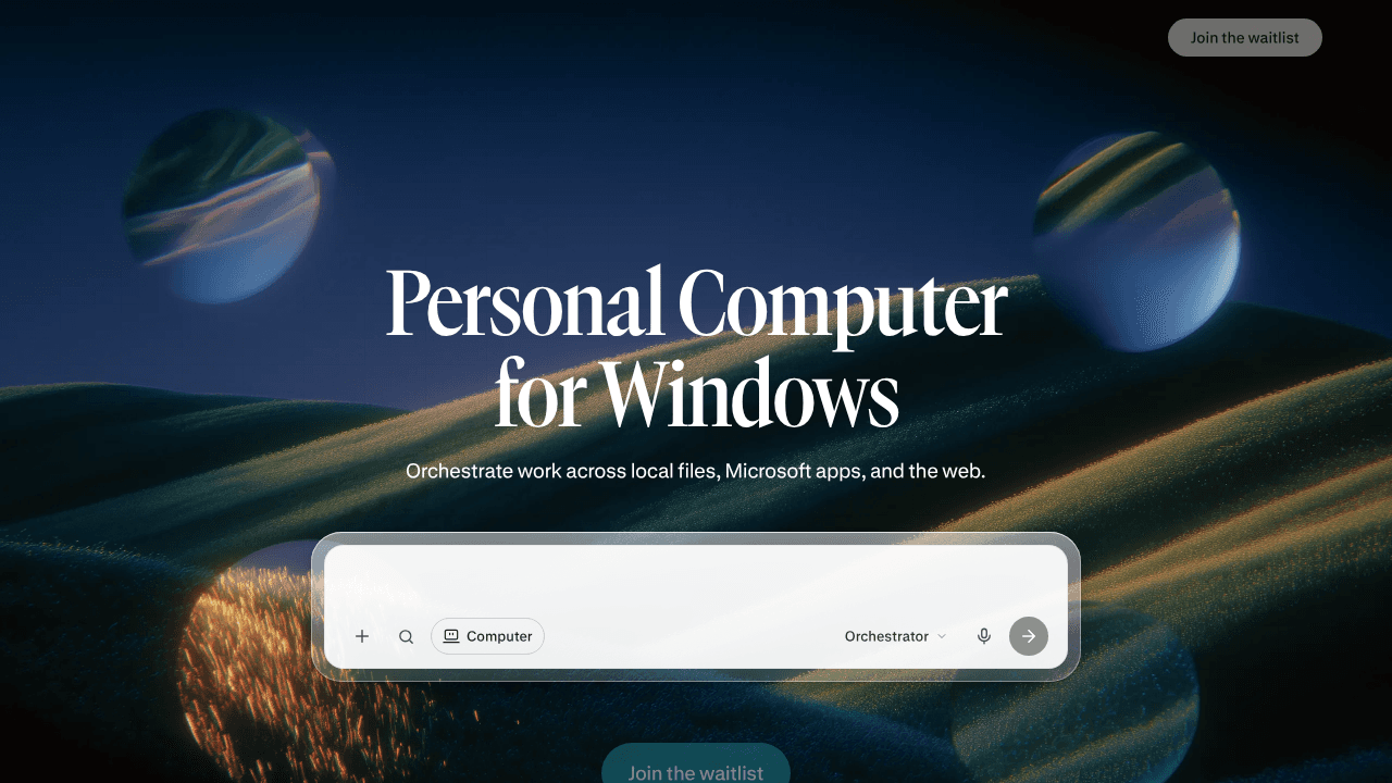 Perplexity Personal Computer for Windows website screenshot