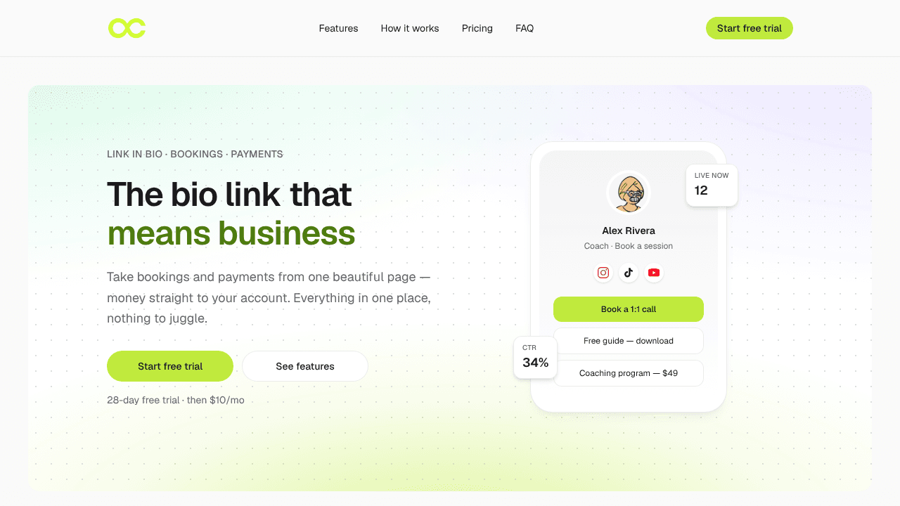 Persocia - bio link that means business website screenshot
