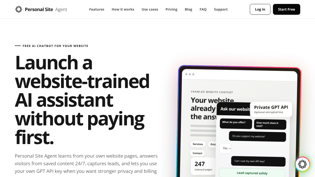 Personal Site Agent website screenshot