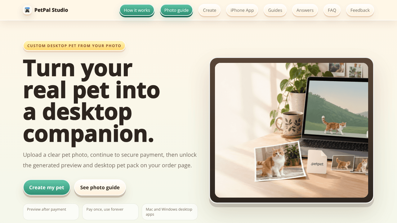 PetPal Studio website screenshot