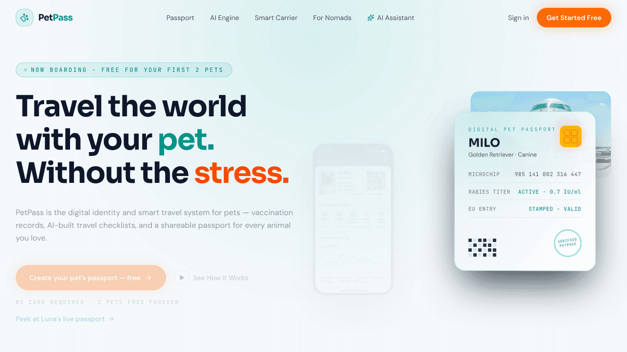 PetPass website screenshot