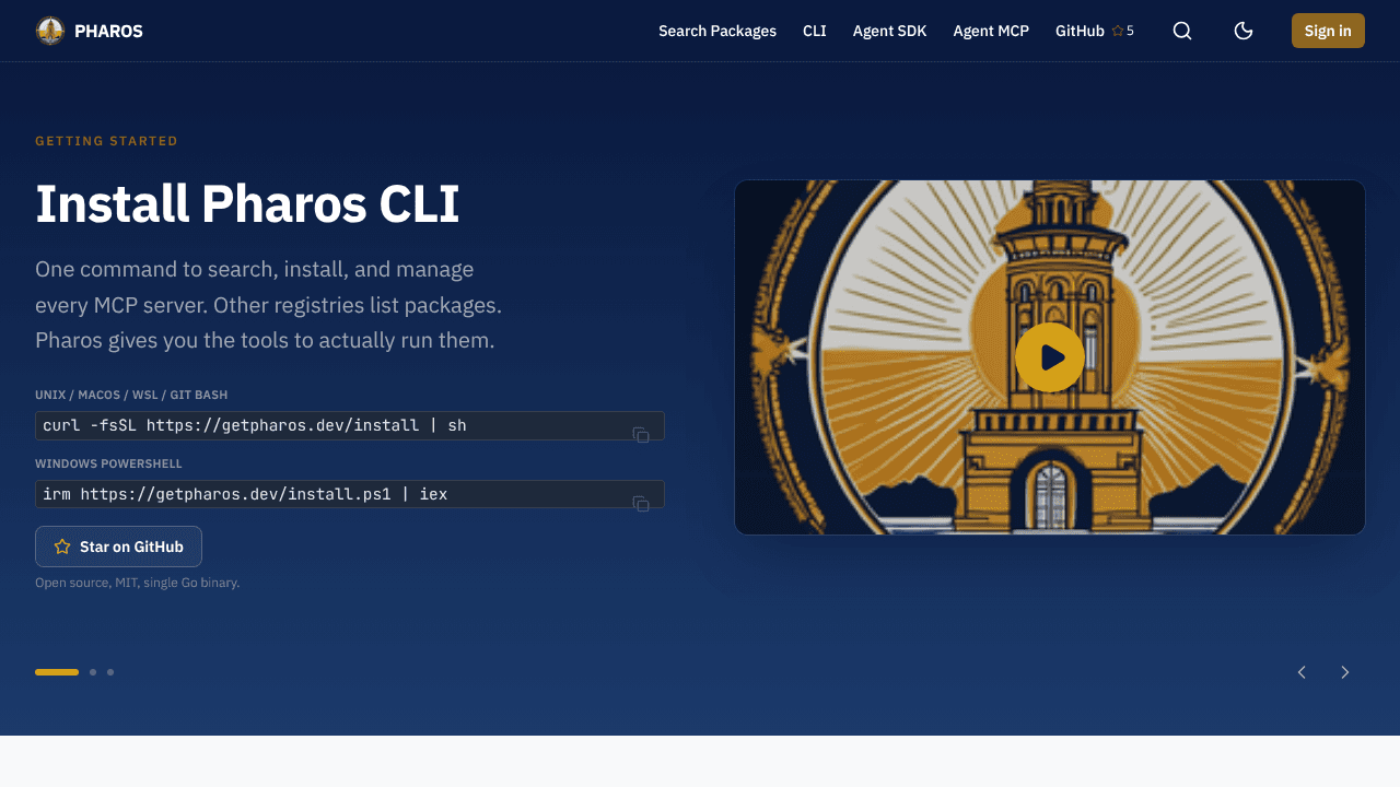 Pharos website screenshot