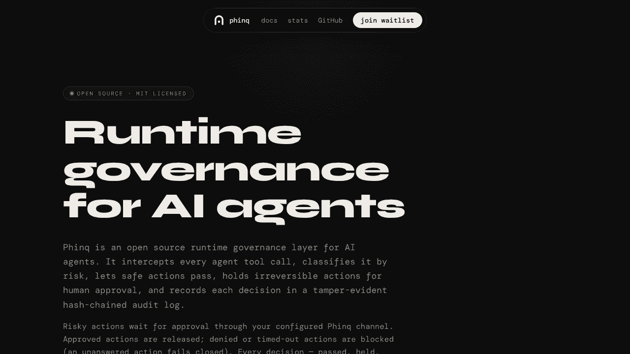 Phinq website screenshot