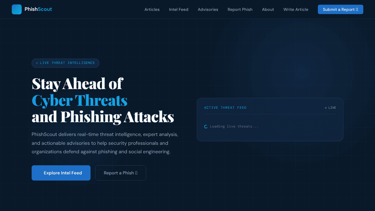 PhishScout website screenshot