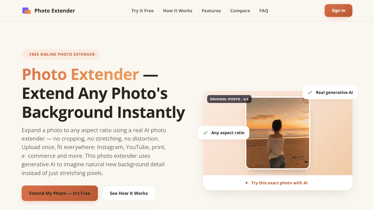Photo Extender website screenshot