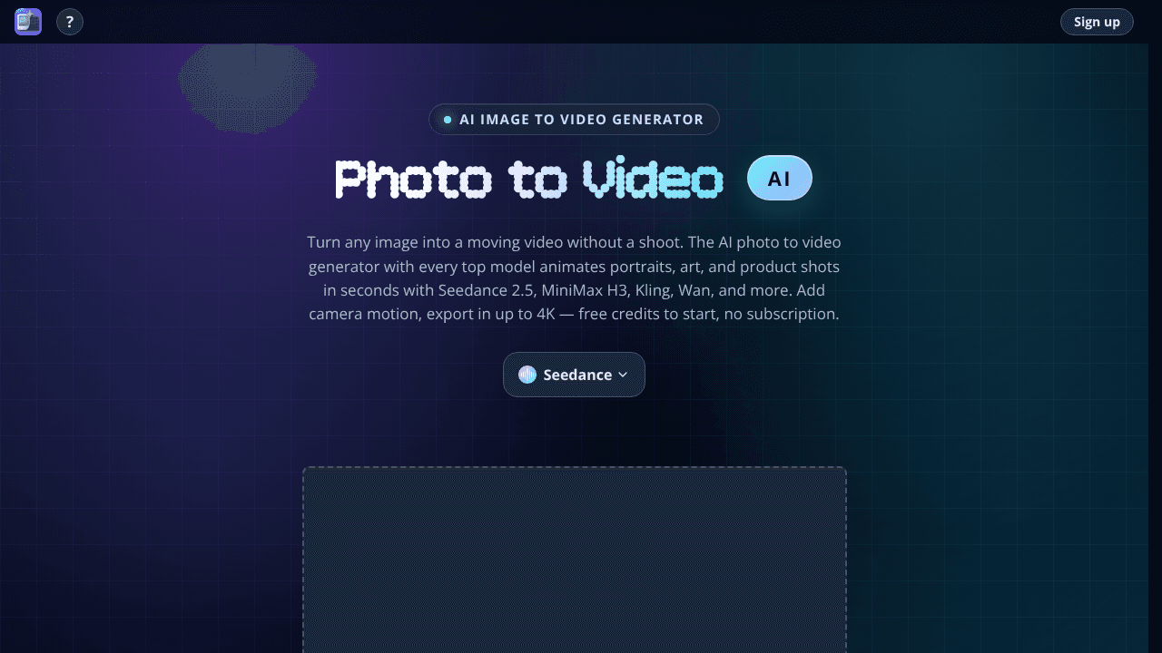 Photo to Video website screenshot