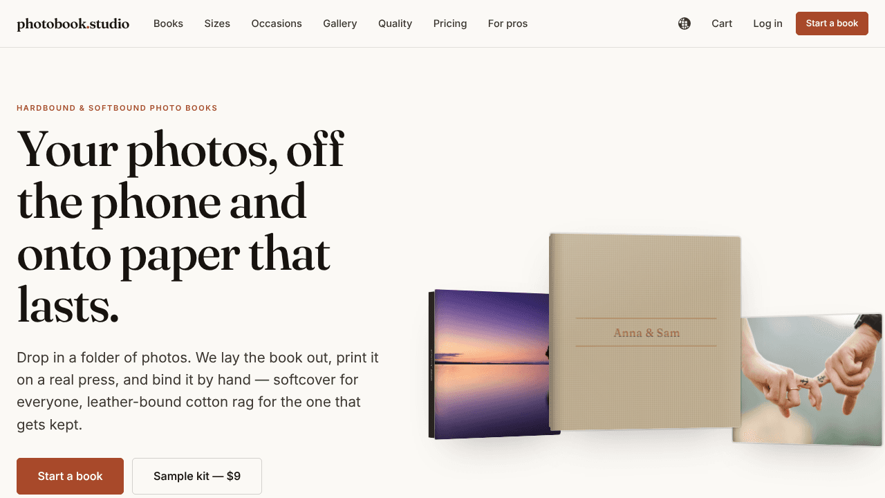 Photobook Studio website screenshot