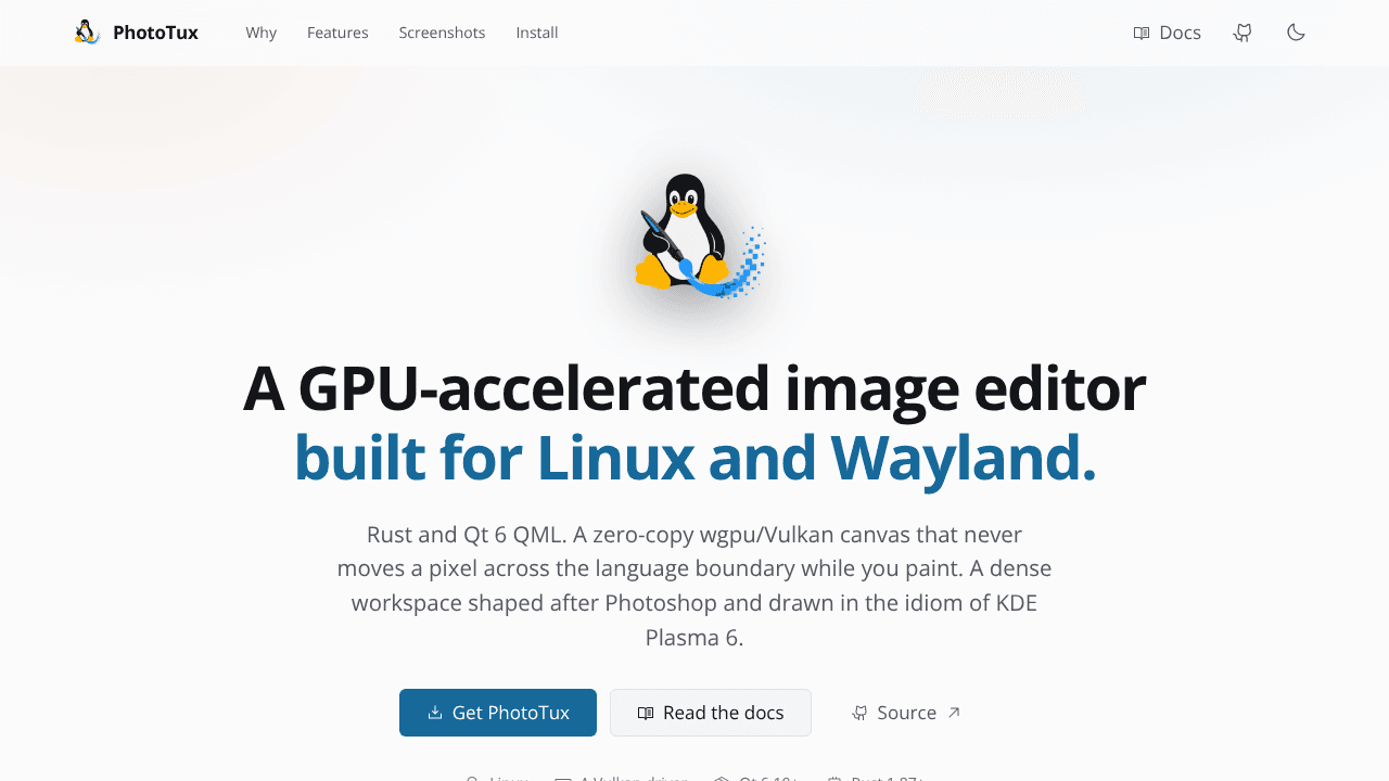 PhotoTux website screenshot