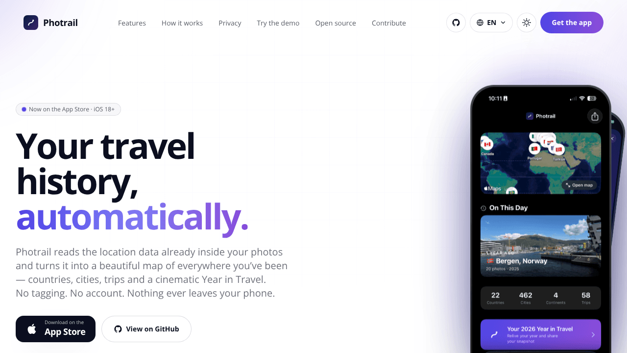Photrail website screenshot