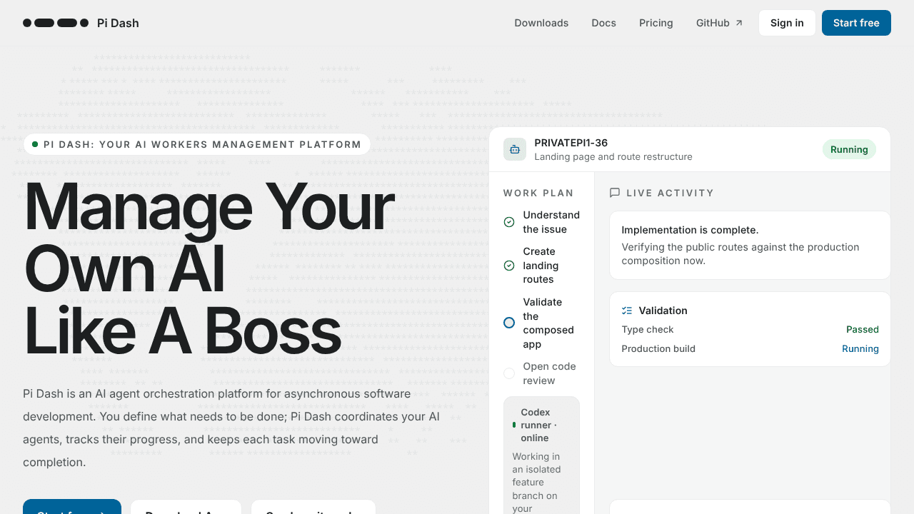 Pi Dash website screenshot