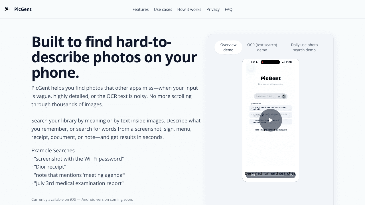 PicGent website screenshot