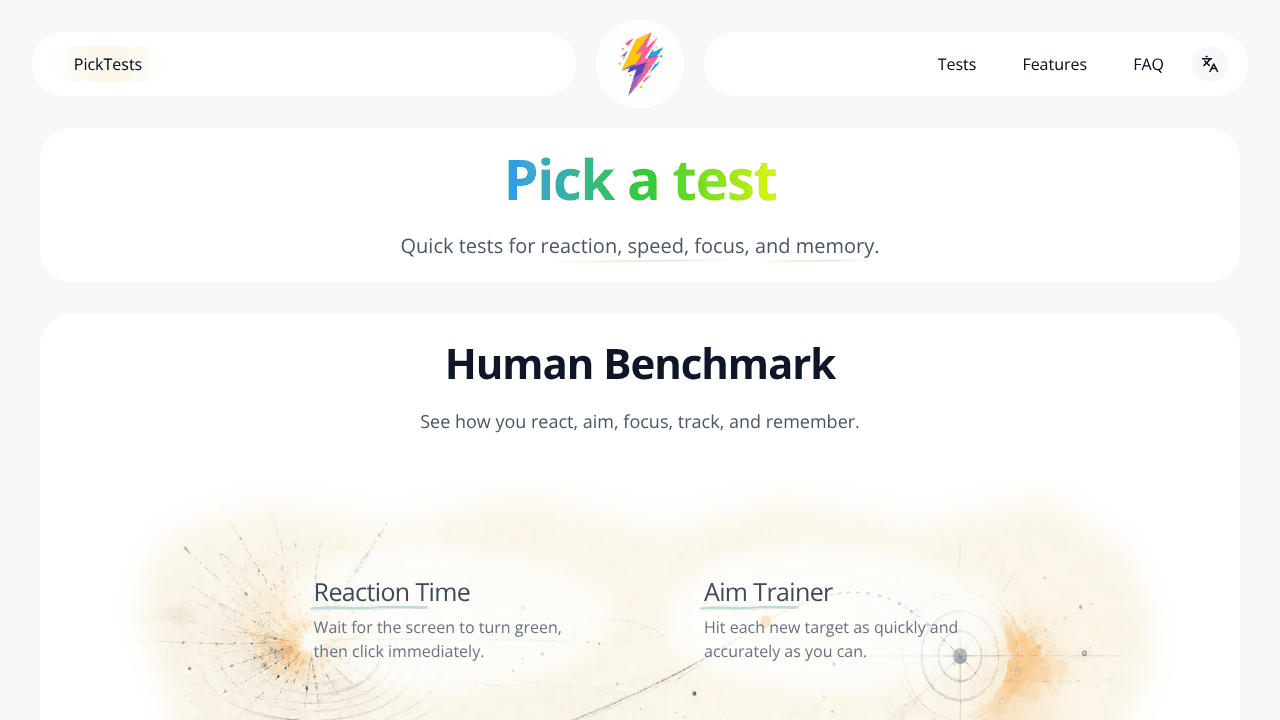 Pick a Test website screenshot