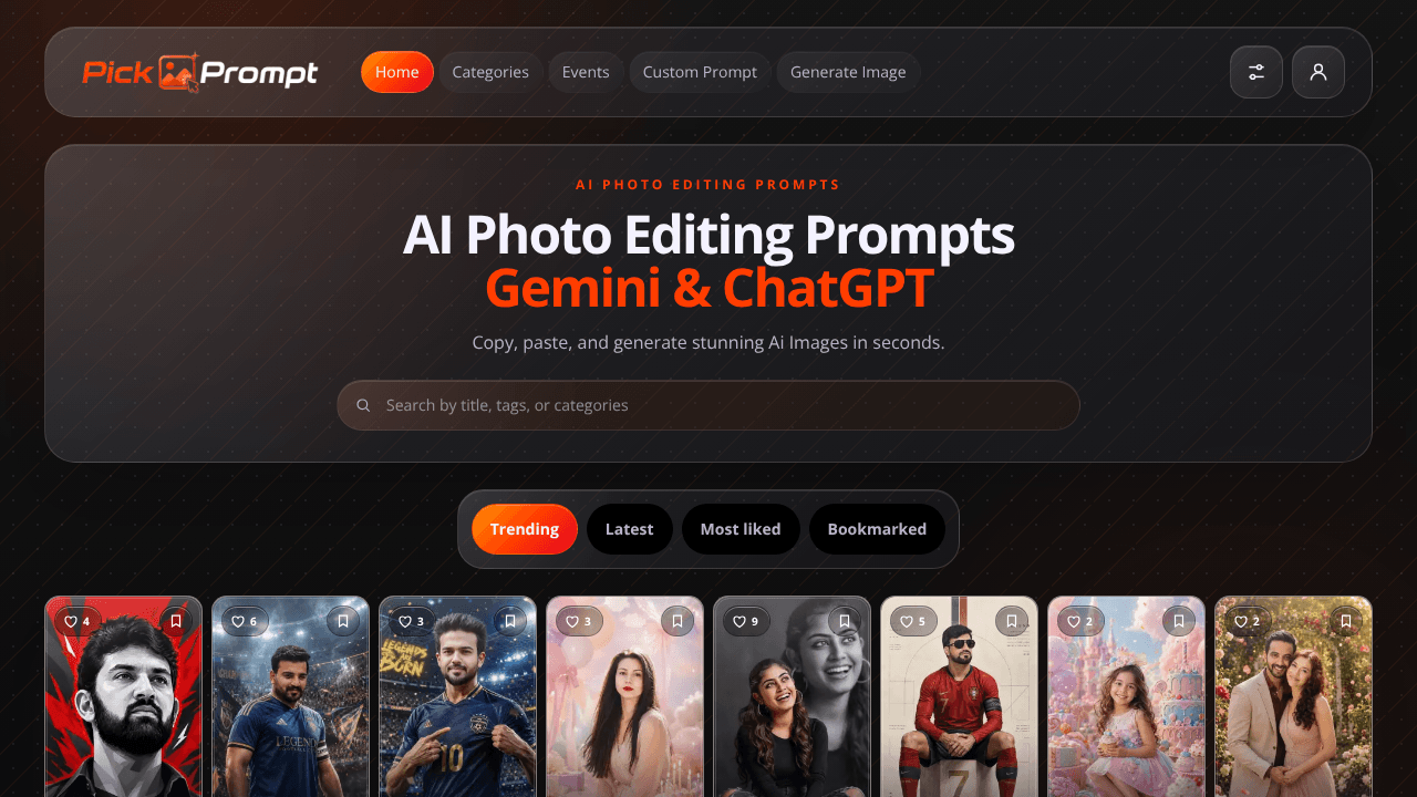 Pick Prompt website screenshot