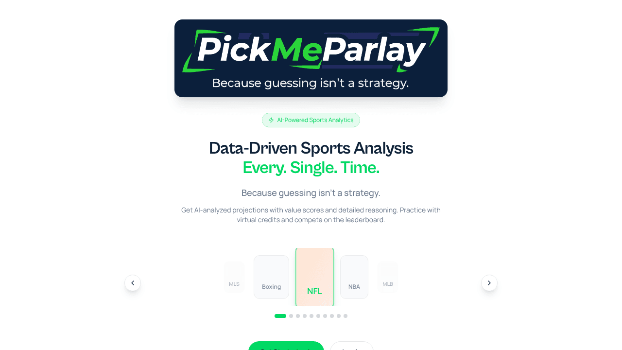 PickMeParlay website screenshot