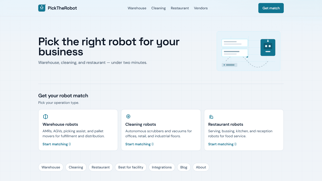 PickTheRobot website screenshot