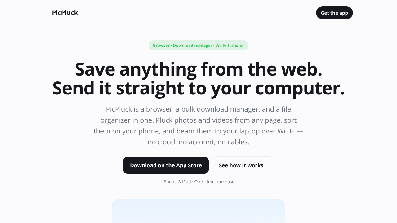 PicPluck: Save, sort, file pics & videos website screenshot