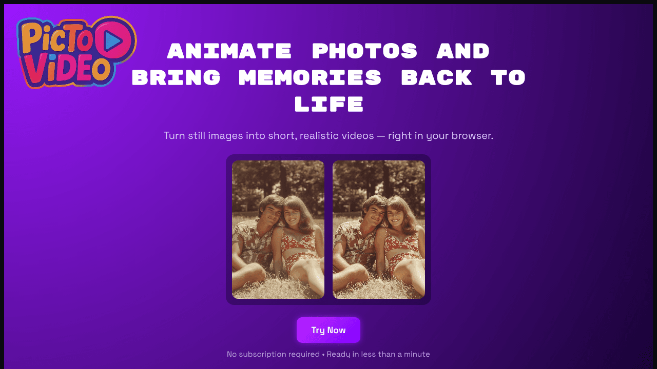 PicToVideo website screenshot