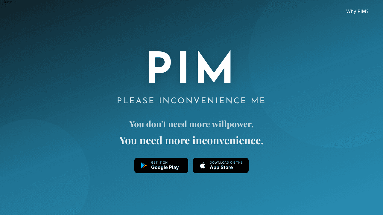 PIM — Please Inconvenience Me website screenshot