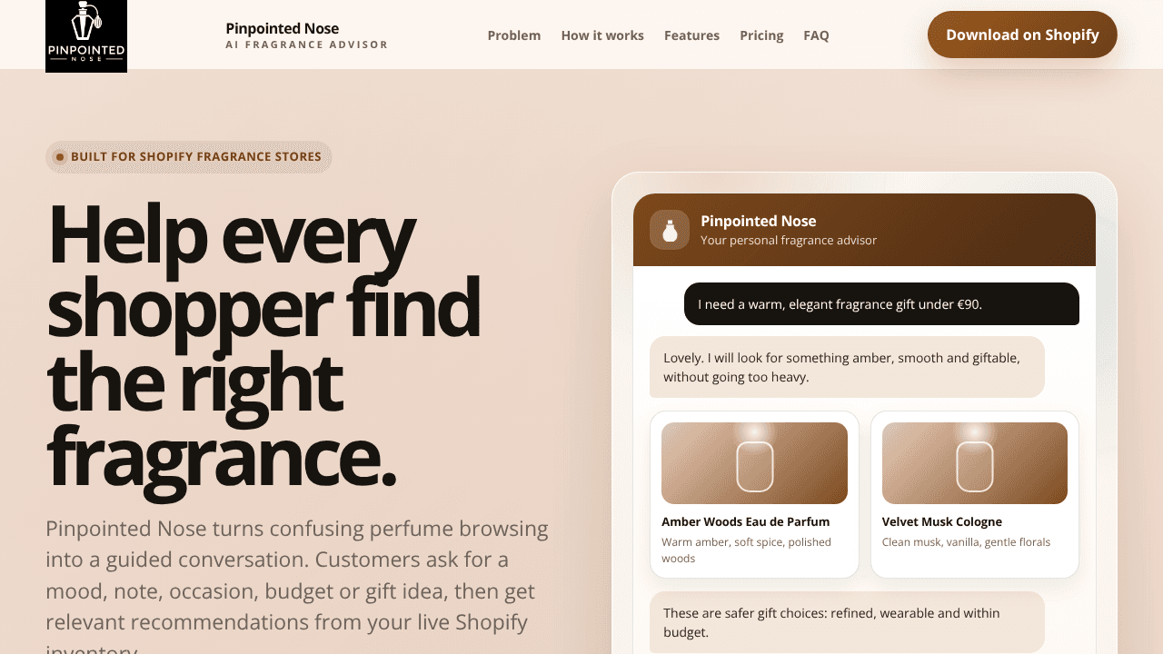 Pinpointed Nose website screenshot