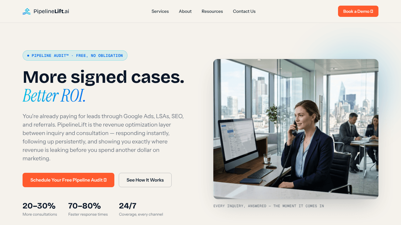 PipelineLift AI website screenshot
