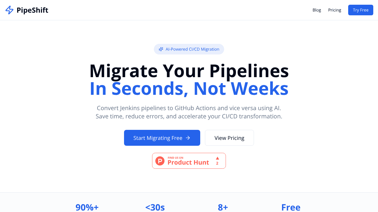 PipeShift website screenshot