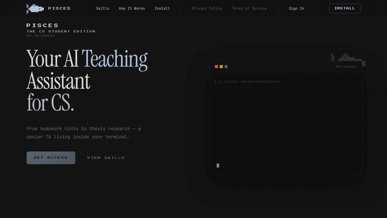 Pisces website screenshot