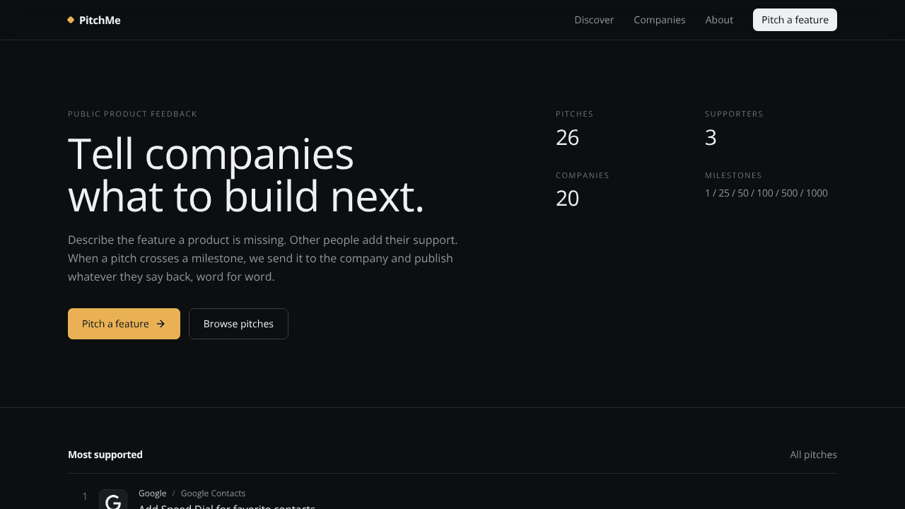 PitchMe website screenshot