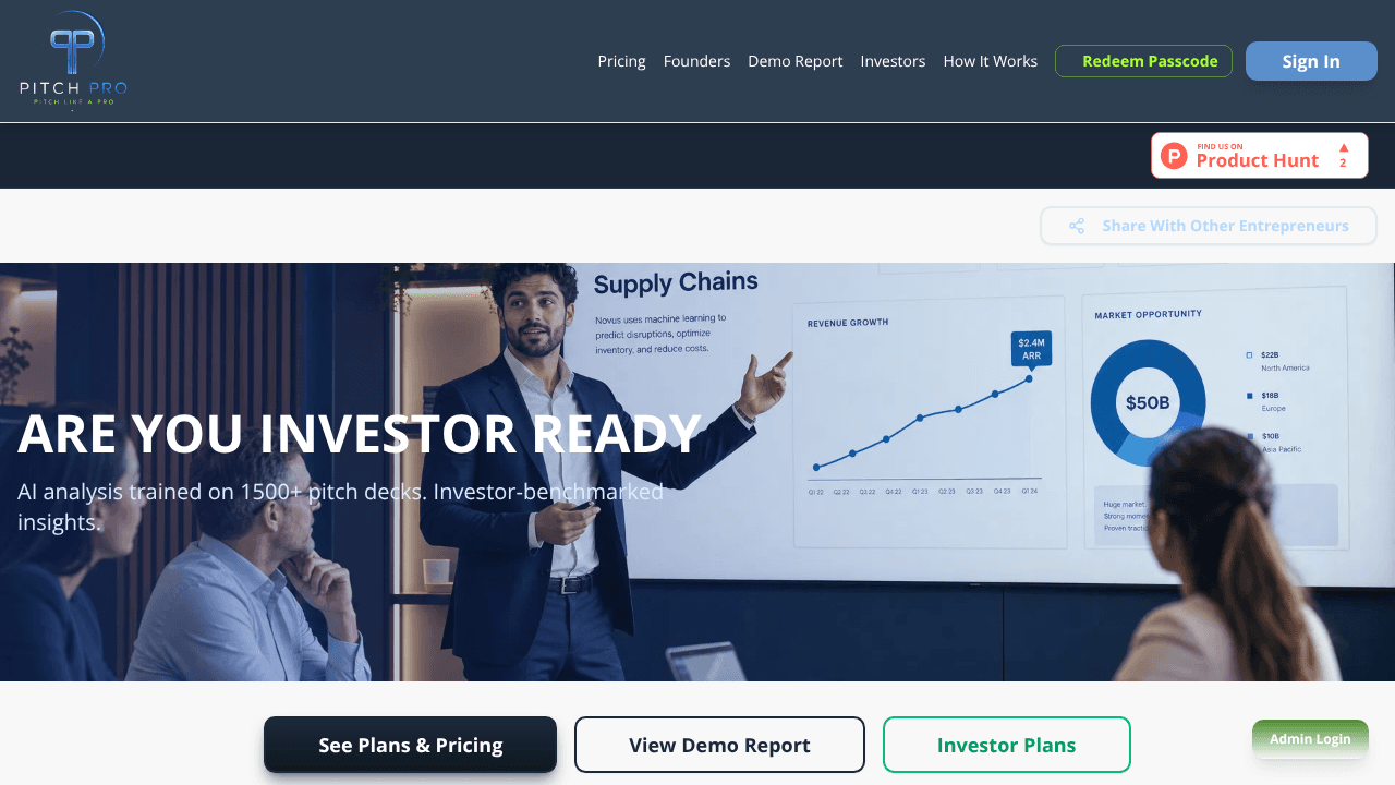PitchPro Deck Evaluator website screenshot
