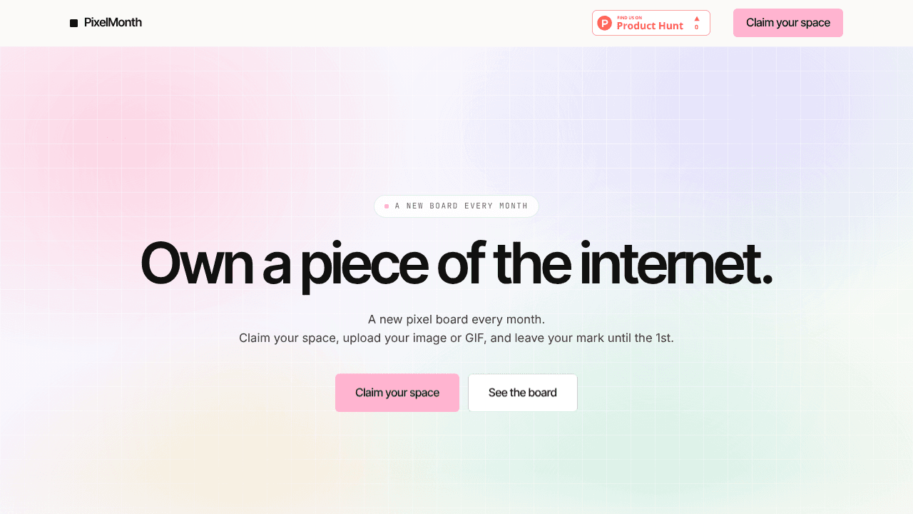 Pixel Board - New board every month  website screenshot