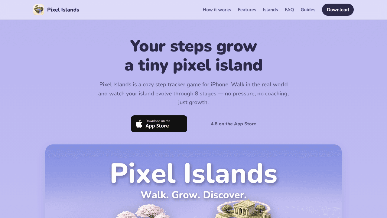 Pixel Islands website screenshot