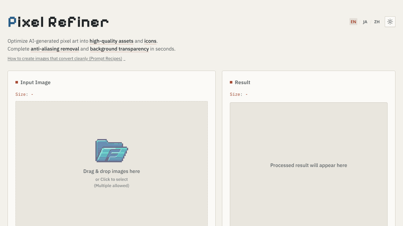 Pixel Refiner website screenshot