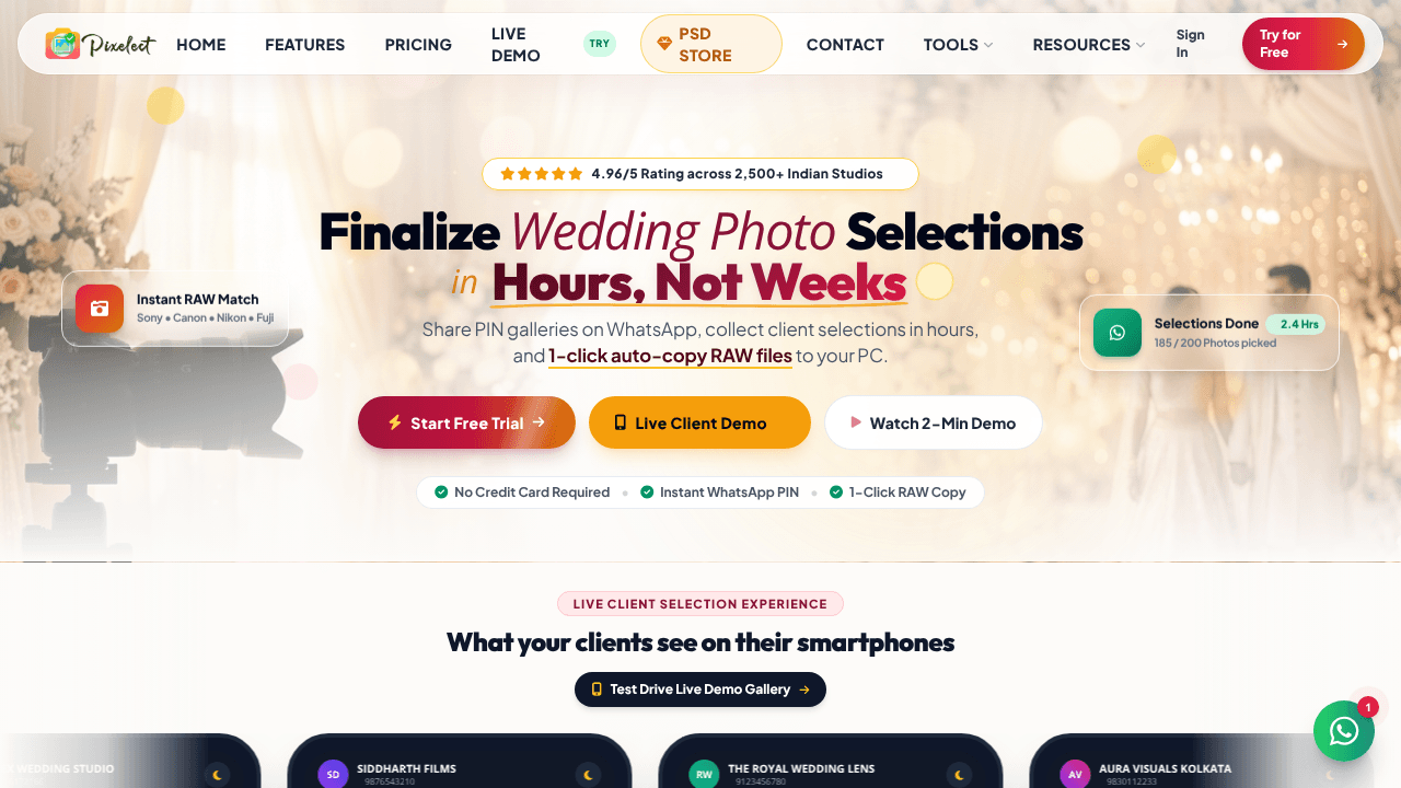 Pixelect website screenshot
