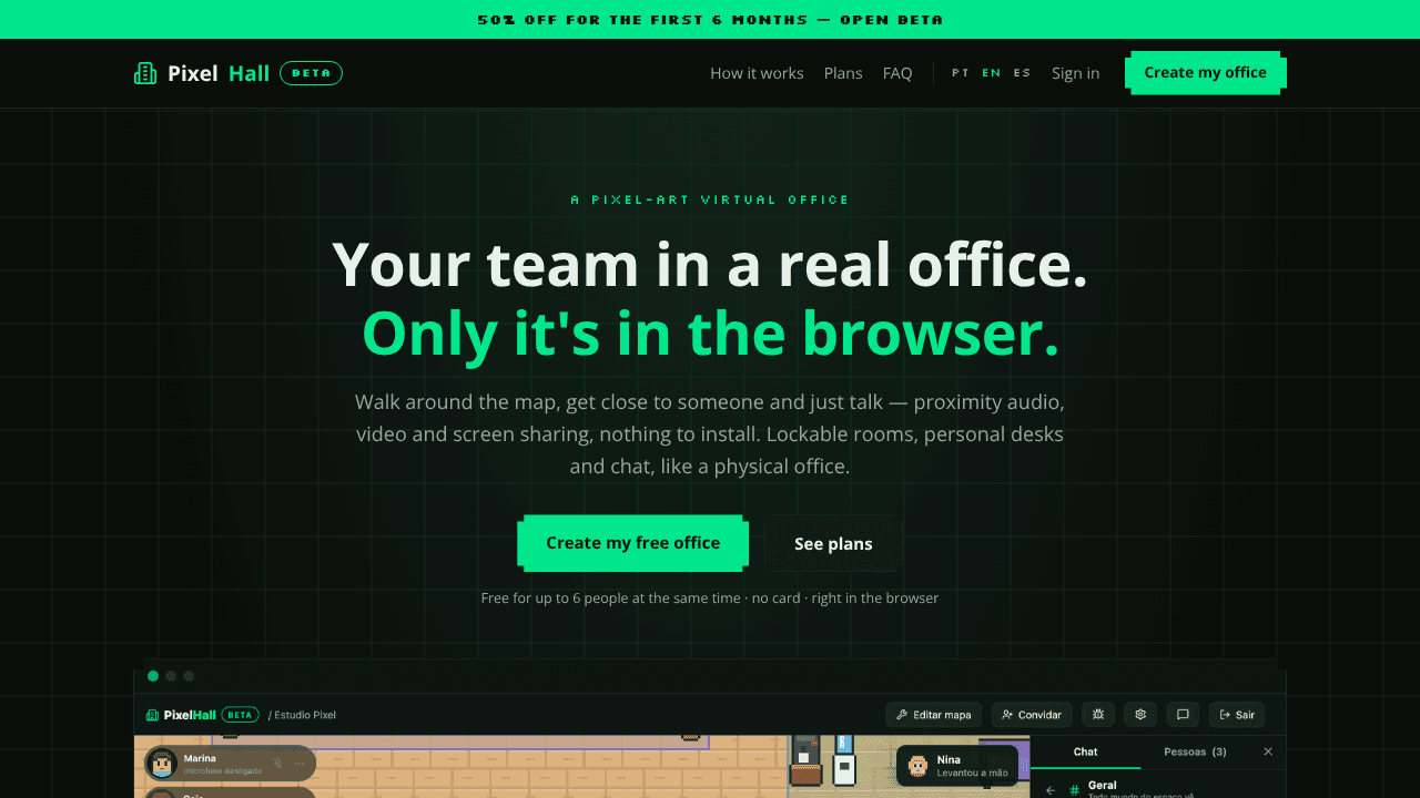 PixelHall website screenshot