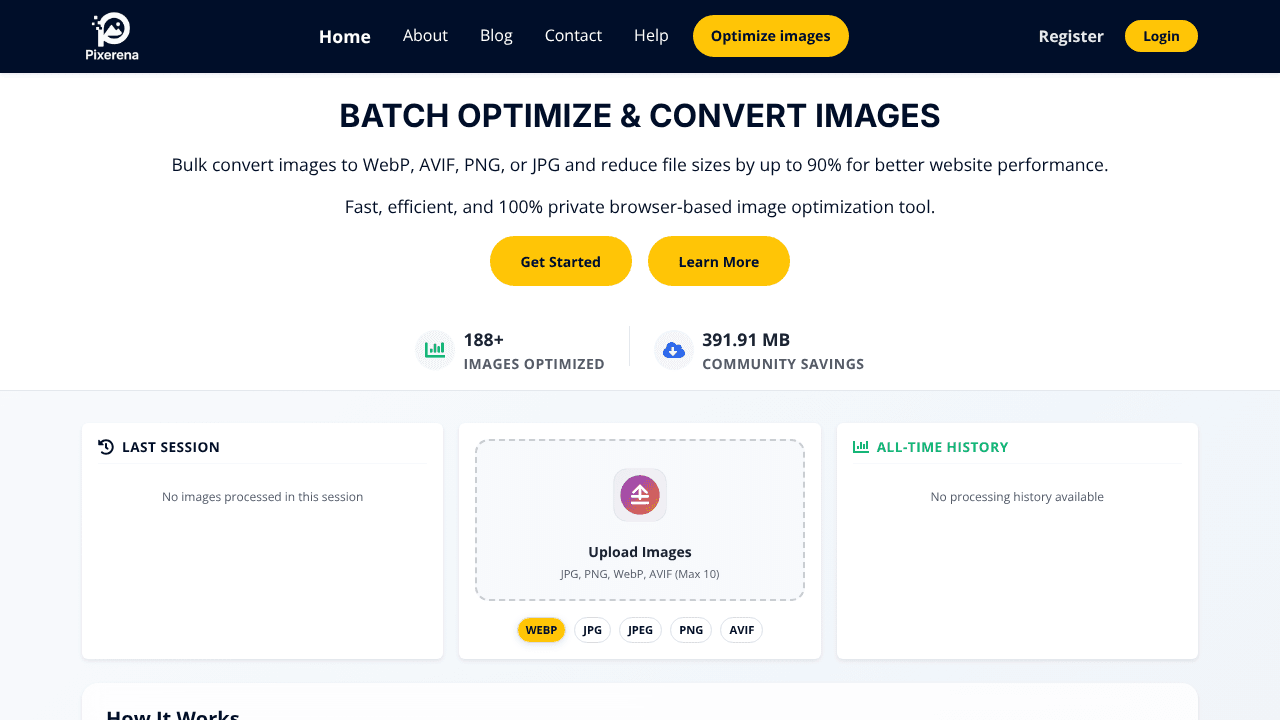 Pixerena website screenshot