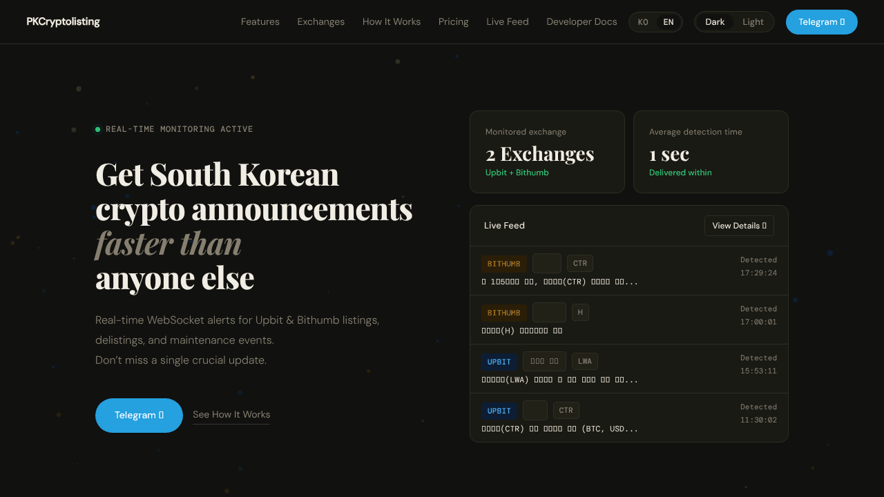 PKCryptolisting website screenshot